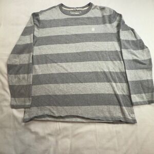 Jetty Marine Supply Company Mens XL Striped Long Sleeve Crew Neck Cotton Gray